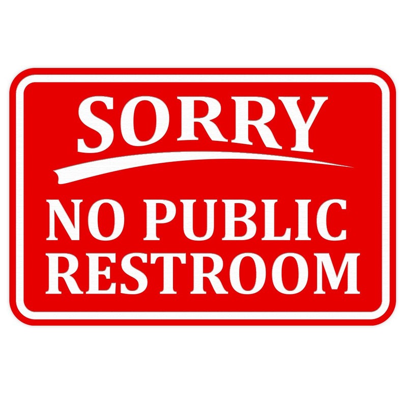 All Quality Classic Framed SORRY No Public Restroom Wall Door Sign -Red (Large) 1 Pack - Image 1